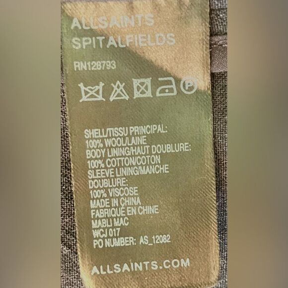 All Saints Trench Coat Black Mabli Mac Wool Jacket - Good Used Condition Size 6 - Picture 5 of 9